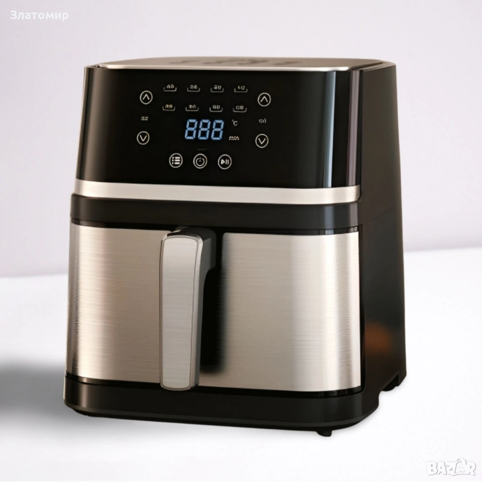 Електрически фритюрник с капацитет 10L – неръждаема стомана, 1350W, автоматично изключване, снимка 1