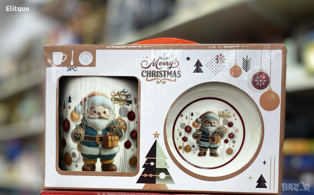 Коледна керамична чаша с капак и лъжица – уют за всяка сутри, снимка 1