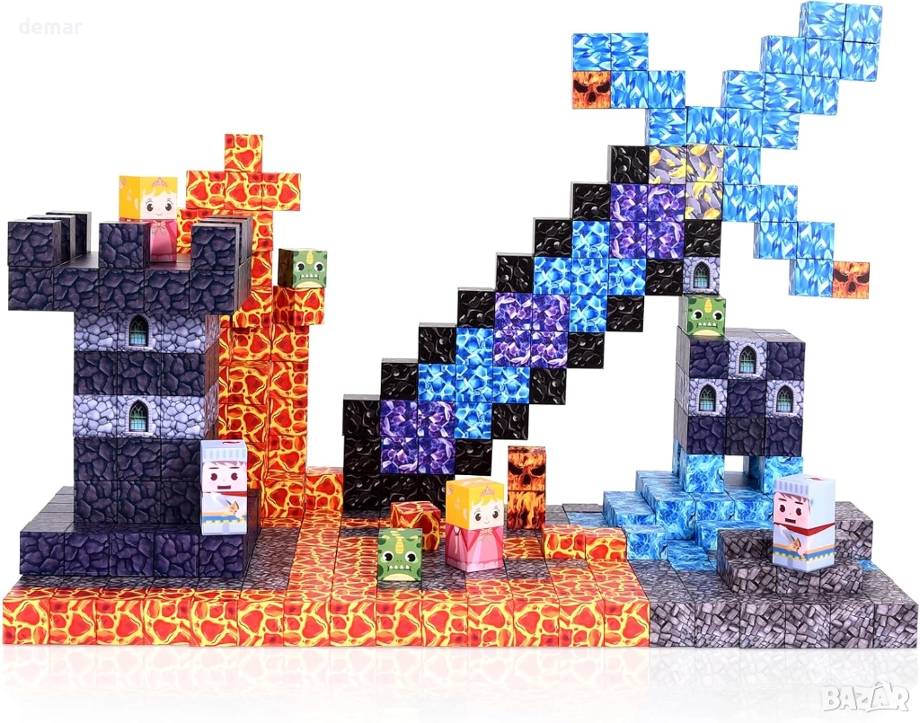 Магнитни строителни блокчета Minecraft за деца, 3+ години, снимка 1