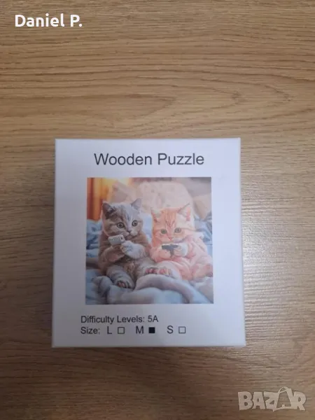 Красив дървен пъзел реалистичен с котки размер А4 , снимка 1