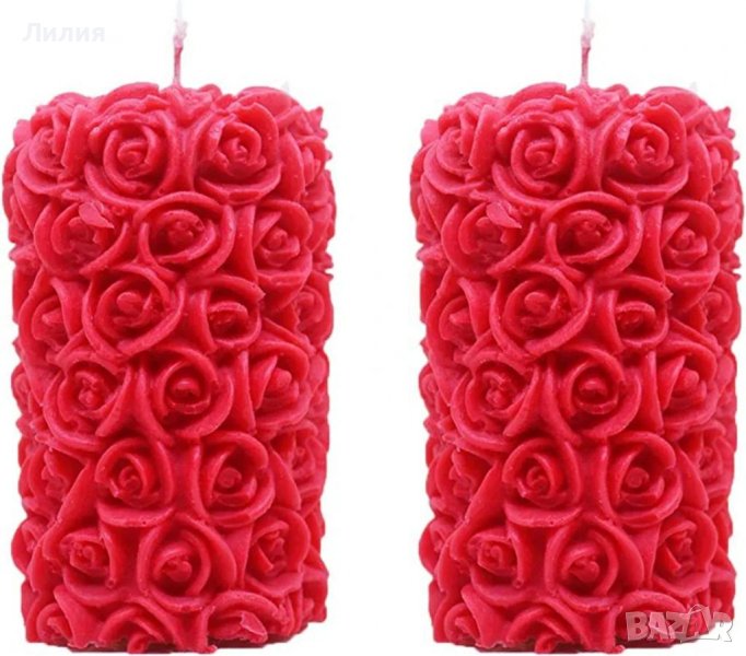 Красива червена свещ - роза, снимка 1