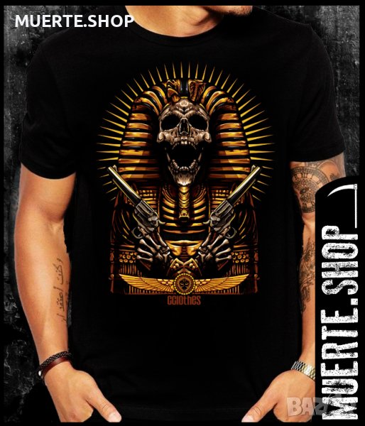 Черна тениска с щампа CURSE OF TUTANKHAMON, снимка 1