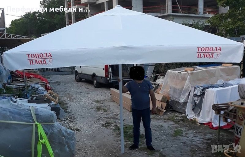 Професионален Алуминиев голям чадър 350/350 см.и 300/300-камбана със стойка, снимка 1