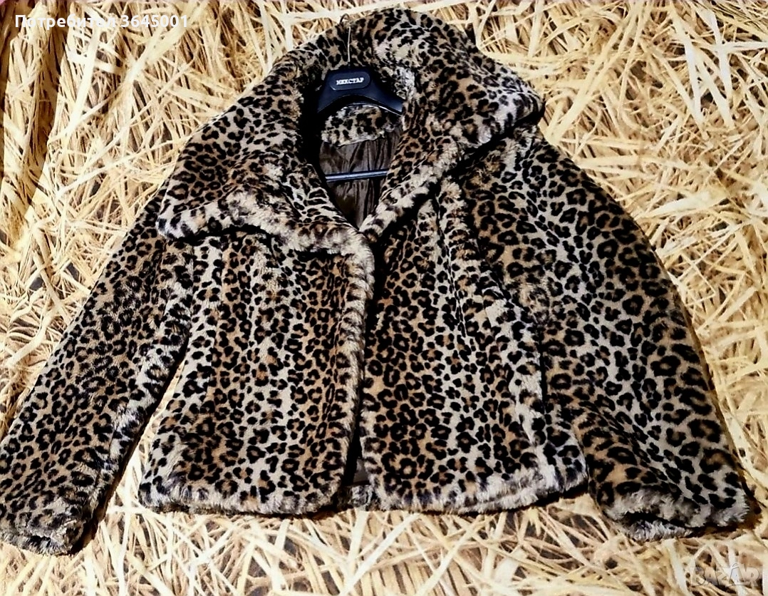 Топло зимно тигрово палто ,с голяма яка. Размер S , снимка 1