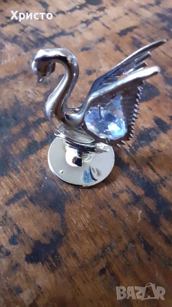 метален декоративен лебед CRAFTOCRAFT със Сваровски Swarovski кристали, снимка 1