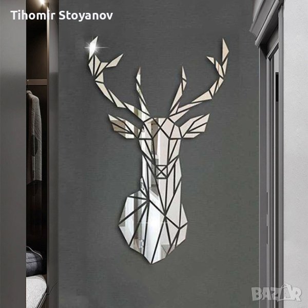 Огледален стикер форма елен, снимка 1