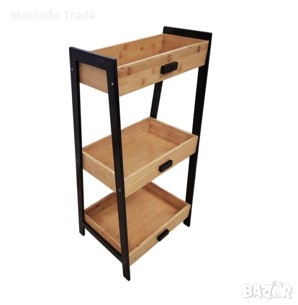 Органайзер Mercado Trade, Рафт за съхранение, Бамбук, С метални крака, Кафяв - Черен, снимка 1