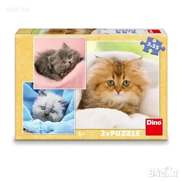 Пъзел с Котки Dino, 3Х55 части 63417, снимка 1