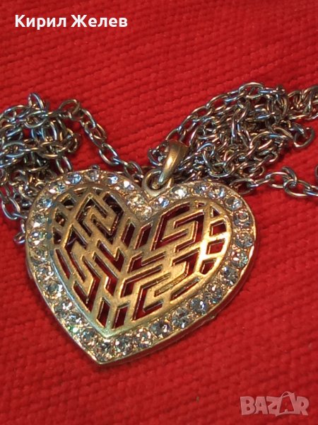 ПОСРЕБРЕН СЪРЦЕВИДЕН РОМАНТИЧЕН АРТ МЕДАЛЬОН с ИНКРУСТИРАНИ ЦИРКОНИ и ПОСРЕБРЕНА ВЕРИЖКА 77851, снимка 1