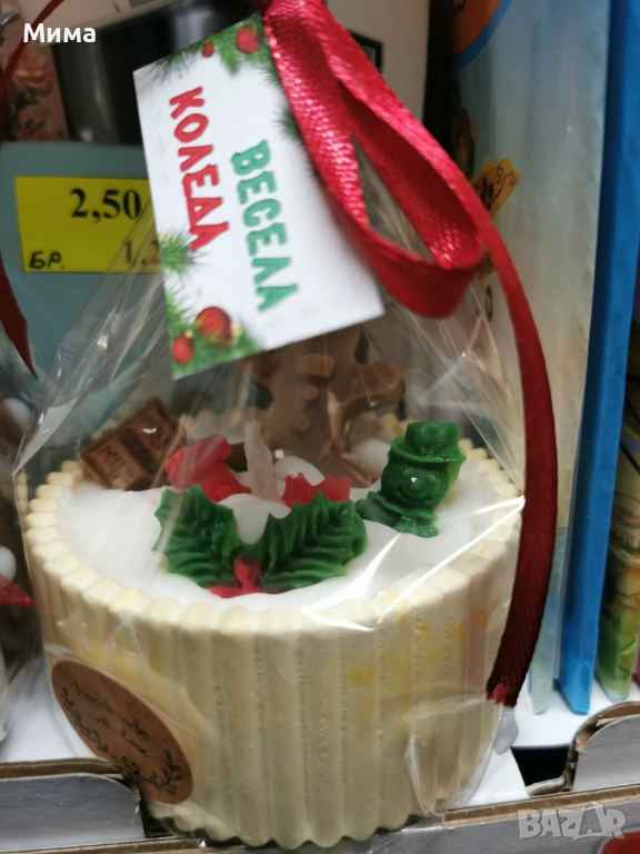 Ароматна коледна свещ - Къдрава кашпа с коледни мотиви, снимка 1