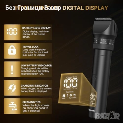 Нов Мъжки електрически тример 42 дължини, тиха работа, 120 мин батерия, снимка 5 - Тримери - 52122974