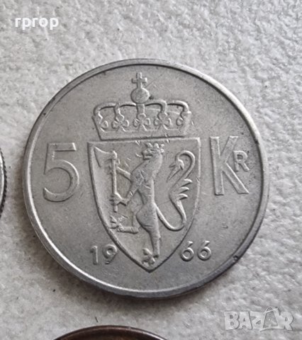 Норвегия .1, 2  ,5 ,10 оре . 1 и 5 крони. 1958 - 1967 година. Стара емисия., снимка 2 - Нумизматика и бонистика - 42310028