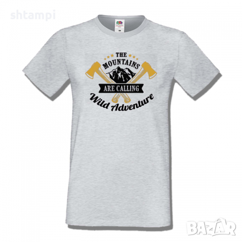 Мъжка тениска The Mountains Are Calling Wild Adventure,Къмпинг,Планина,Изненада,Подарък,Поход,Връх,, снимка 5 - Тениски - 36355053
