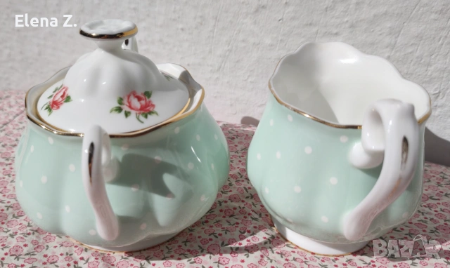 Royal Albert Polka Rose латиера и захарница, снимка 2 - Сервизи - 52290818