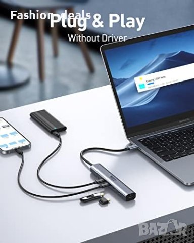 Нов 10Gbps USB C разклонител 5 в 1 USB C хъб с 100W захранване, снимка 4 - Друга електроника - 41762812