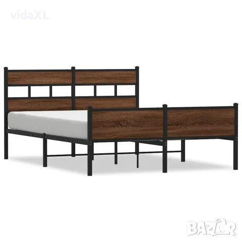 vidaXL Метална рамка за легло, без матрак, кафяв дъб, 160x200 см