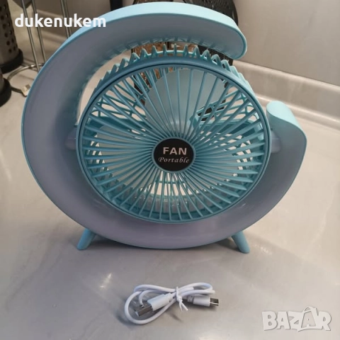 USB настолен вентилатор, 3 скорости, 360° въртене, LED осветление, снимка 8 - Вентилатори - 52063031