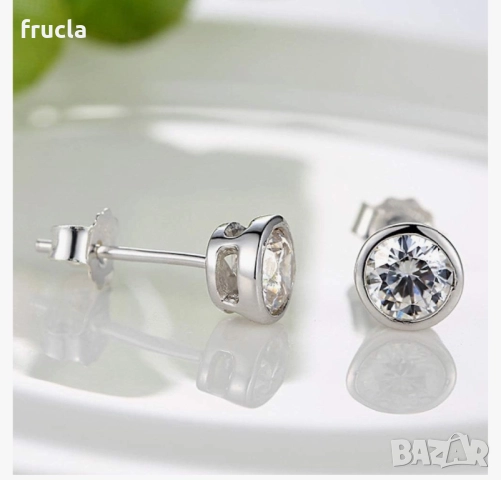 Сребърни Обеци с Кристали, снимка 2 - Обеци - 52669026