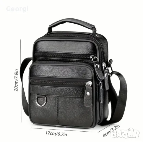  Мъжка компактна и малка чантичка с дръжка за през рамо (естествена кожа), снимка 8 - Чанти - 49305880