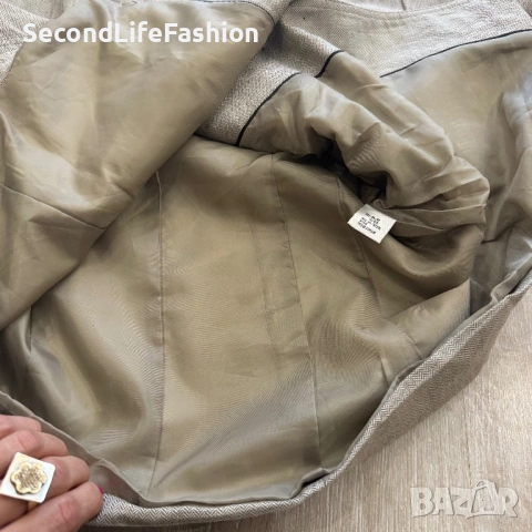 Дамско сако Calvin Klein блейзър ленен сив с колан и дълъг ръкав , снимка 7 - Сака - 53412785