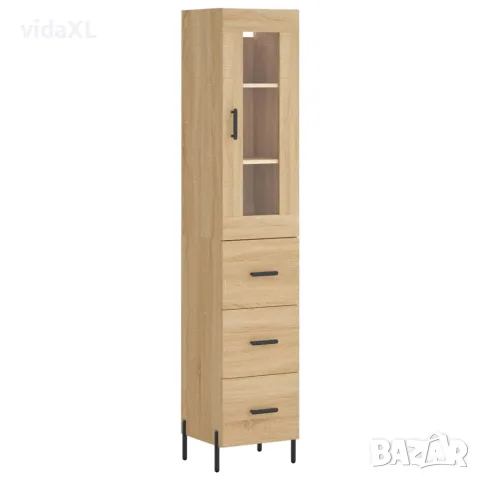 vidaXL Висок шкаф, сонома дъб, 34,5x34x180 см, инженерно дърво