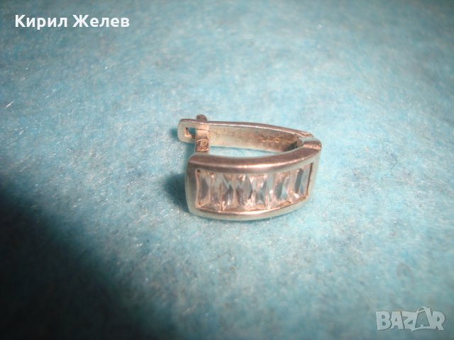 СТАРА СКЪПОЦЕННА СРЕБЪРНА ОБЕЦА СРЕБРО 925 - АНГЛИЯ с ФАСЕТ КРИСТАЛИ 25916, снимка 4 - Обеци - 35736256