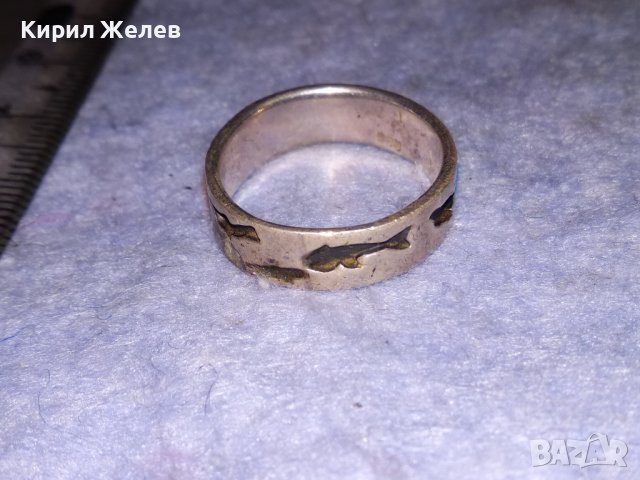 СТАР СРЕБЪРЕН ФИГУРАЛНО ОРНАМЕНТИРАН ПРЪСТЕН ХАЛКА СРЕБРО 925 с ОКСИДАЦИЯ 38276, снимка 8 - Пръстени - 40940306