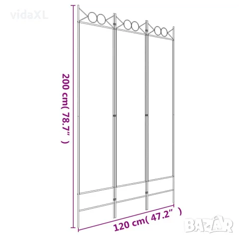 vidaXL Параван за стая, 3 панела, антрацит, 120x200 cм, текстил, снимка 8 - Паравани - 56147194