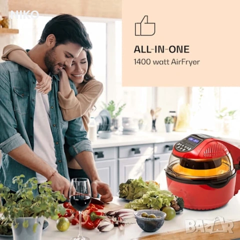 Продавам Ерфаер Фритюрник Кlarstein VitAir 1400W 9L Комби Червен, снимка 5 - Печки, фурни - 53769622
