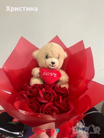 Букет за свети Валентин , снимка 6 - Ръчно изработени сувенири - 53268345