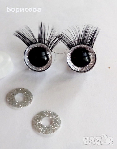 12мм, 16мм и 20мм 3D безопасни очички с мигли за амигуруми,  плетени играчки, снимка 3 - Други - 36306223