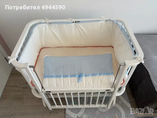 Бебешко легло с люлка Azaria BAMBINO с матрак и всичко друго което е нужно, 70/110 см, снимка 5 - Бебешки легла и матраци - 56011426