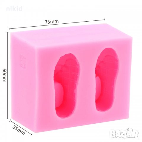 3d чифт бебешки буйки обувки дълбок силиконов молд форма калъп фондан шоколад гипс сапун прощъпулник, снимка 4 - Форми - 22692079