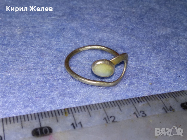 СТАР ФИН ЗМИЕВИДЕН СРЕБЪРЕН ПРЪСТЕН ВИСОКА ПРОБА СРЕБРО с БЯЛ АХАТ РЪЧНА ИЗРАБОТКА 43755, снимка 7 - Антикварни и старинни предмети - 44723047