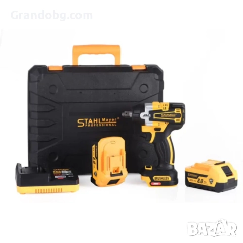 Ударен Гайковерт – Винтоверт 36V 8,0AH STAHLMAYER + 40 части инструменти Акумулаторен Безчетков 2х Б, снимка 2 - Винтоверти - 52185163
