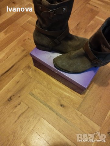 Продавам кафяви естествен велур боти номер 41,отговарящи на номер 40, снимка 4 - Дамски боти - 42208869