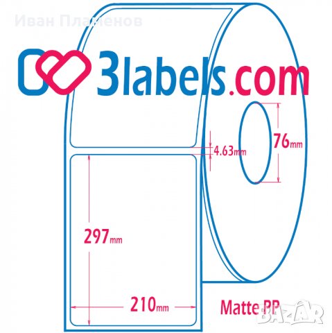 3labels гланцови бели етикети от PP (полипропилен) супер премиум за инкджет (inkjet) печат 210х297мм, снимка 1 - Консумативи за принтери - 39754936