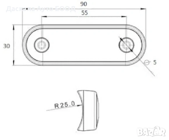 1бр. ЛЕД LED габарит ОПУШЕН, оранжев с 4 диода за ролбар - с извит гръб, smoked , 12-24V, снимка 4 - Части - 53665739