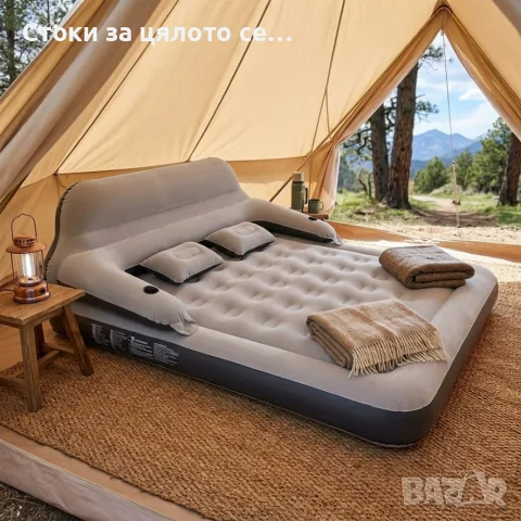 Надуваемо легло Queen Size с облегалка и възглавници 202х152х70см, снимка 2 - Надуваеми легла - 56223088