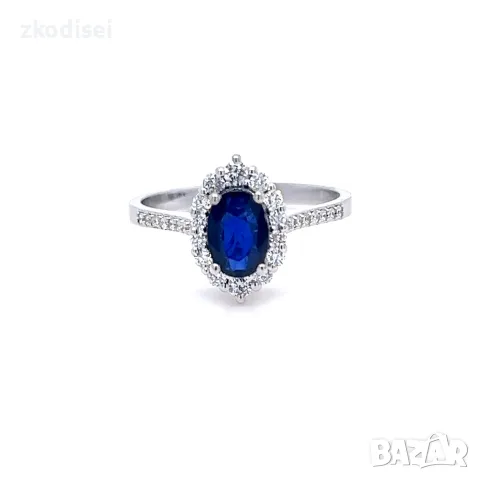 Златен пръстен със сапфир 0.77Ct. и диаманти 0.31Ct. чистота:SI размер:54 модел:42927-1, снимка 2 - Пръстени - 55824633