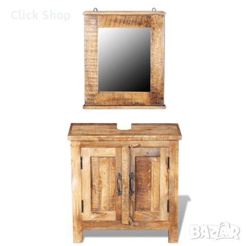 Шкаф за баня с огледало, солидно мангово дърво, снимка 1