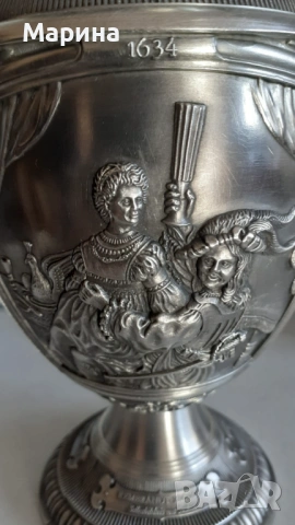 Комплект за вино "Рембрант" от калай Antik*Vintage #1171 , снимка 7 - Антикварни и старинни предмети - 53096113