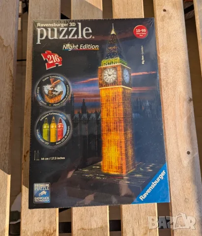 Пъзел Ravensburger 3D Puzzle Night Edition Big Ben – 216 части, LED, нов запечатан