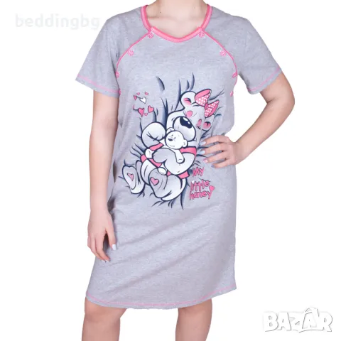 #Нощница къс ръкав за бременни и кърмачки 100% памук, снимка 1