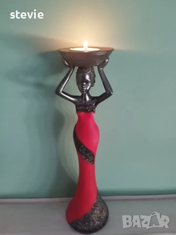 Свещник - фигура на африканско момиче, снимка 2 - Статуетки - 48903000