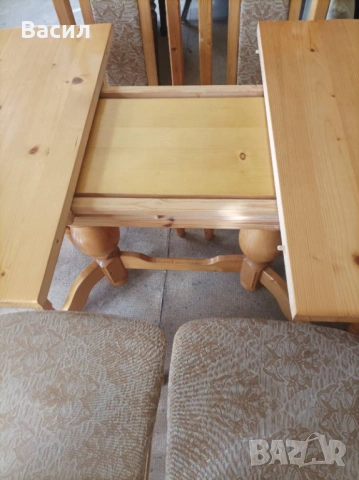 Трапезна разтегателна  маса + 6 стола, снимка 9 - Маси - 53690857