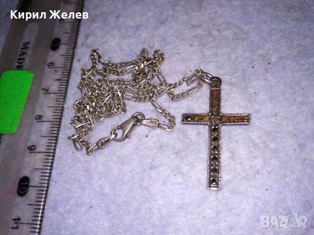 Стар МАРКАЗИТЕН СРЕБЪРЕН АРТ КРЪСТ СРЕБРО 925 с АВТОРСКА СРЕБЪРНА 925 КАРТИЕ ПЛЕТКА ВЕРИЖКА 38533, снимка 4 - Колиета, медальони, синджири - 41451029