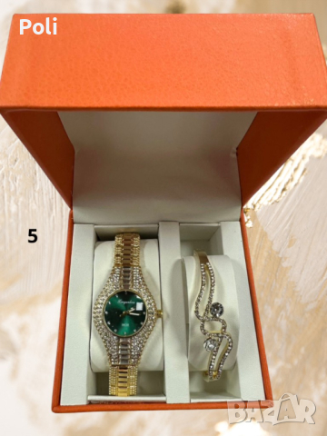 Подаръчен комплект: елегантен часовник и гривна с кристали!, снимка 3 - Дамски - 44776501