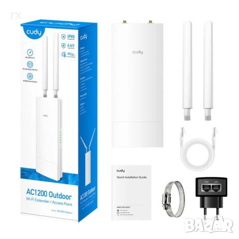 Безжичен усилвател Range Extender / AP Cudy RE1200 Outdoor WiFI5 , AC1200, външна употреб