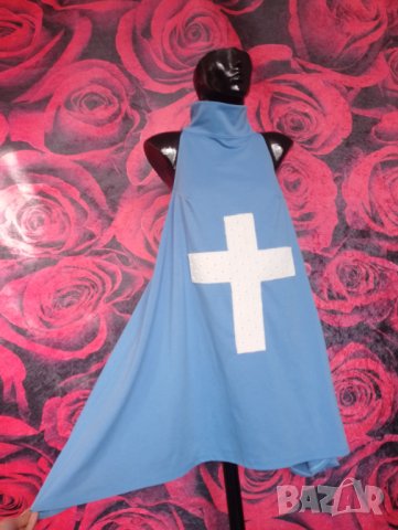 Светло синя А-симетрична туника с бял Кръст Л, снимка 1